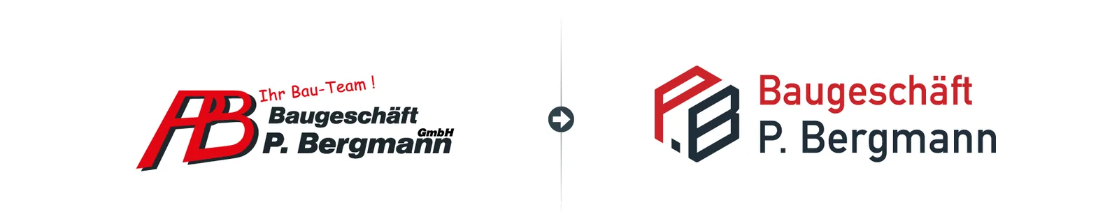 Old and new logo of Baugeschäft P. Bergmann